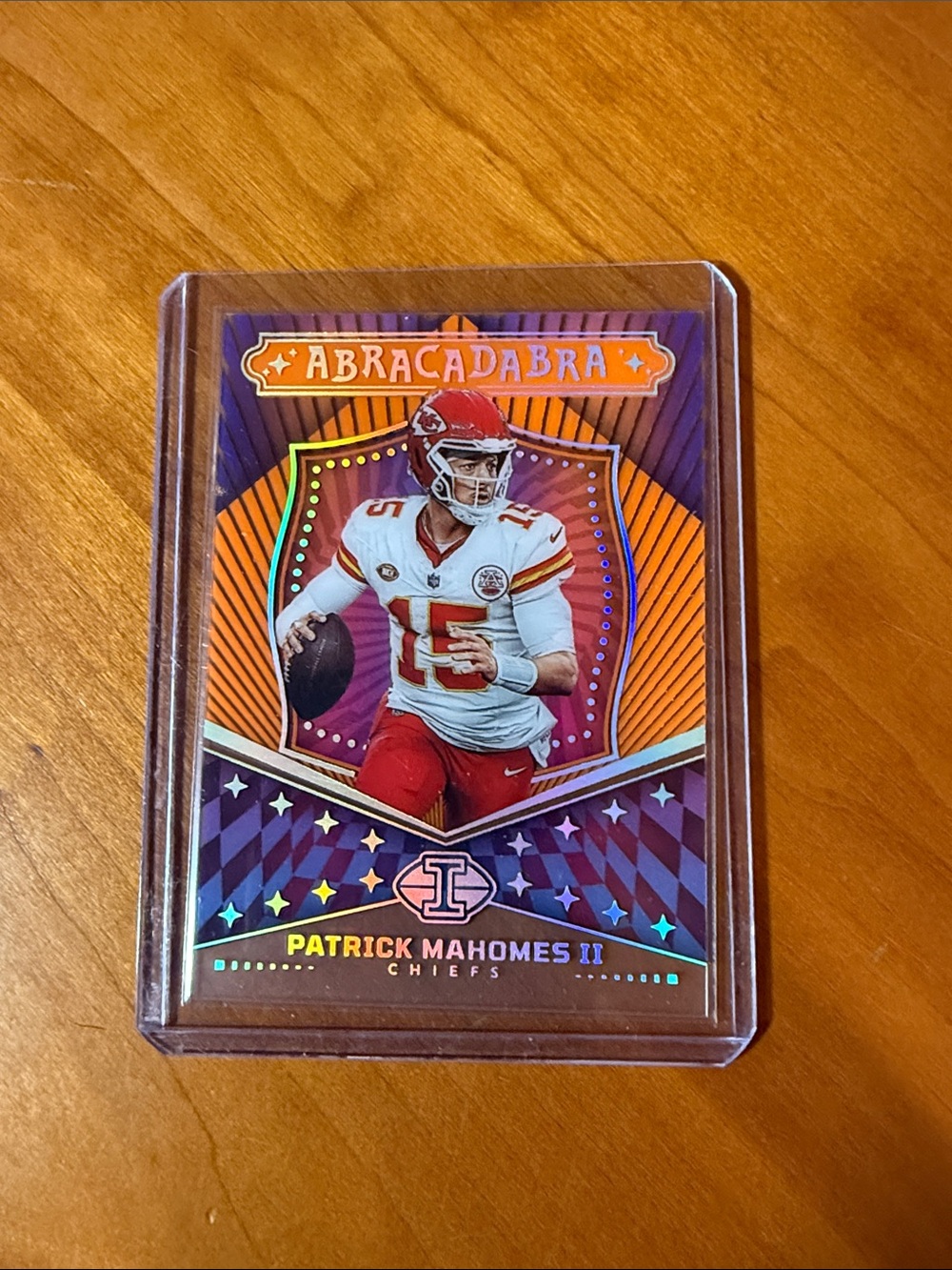 Patrick Mahomes II Abracadabra Football Card — Purple & Orange